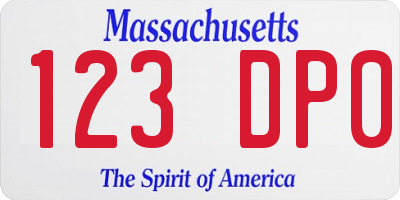 MA license plate 123DP0