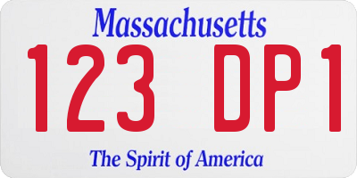 MA license plate 123DP1