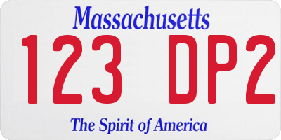 MA license plate 123DP2