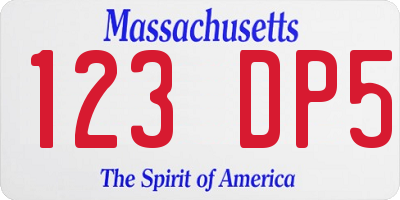 MA license plate 123DP5