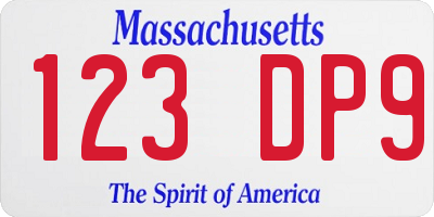 MA license plate 123DP9