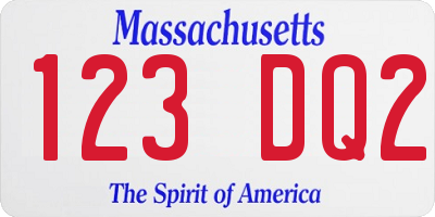 MA license plate 123DQ2