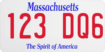 MA license plate 123DQ6