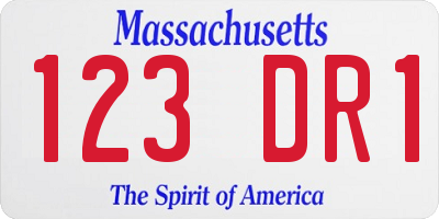 MA license plate 123DR1