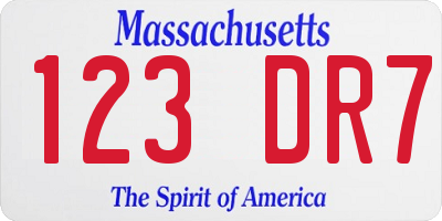 MA license plate 123DR7