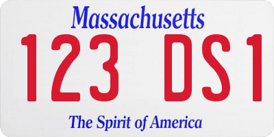 MA license plate 123DS1