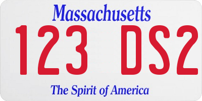 MA license plate 123DS2