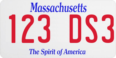 MA license plate 123DS3