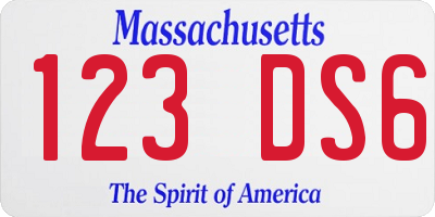 MA license plate 123DS6