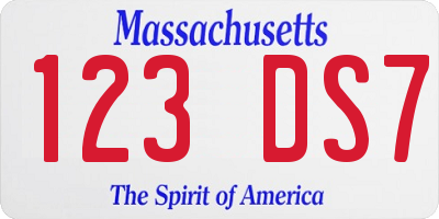 MA license plate 123DS7