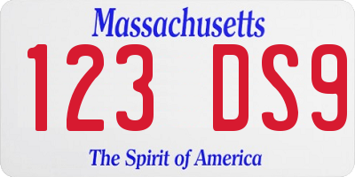 MA license plate 123DS9