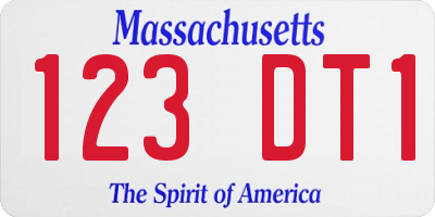 MA license plate 123DT1