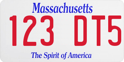 MA license plate 123DT5