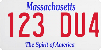 MA license plate 123DU4
