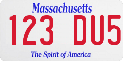 MA license plate 123DU5