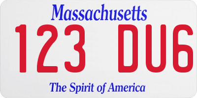 MA license plate 123DU6