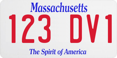 MA license plate 123DV1