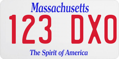 MA license plate 123DX0