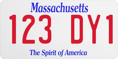 MA license plate 123DY1