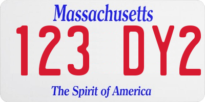 MA license plate 123DY2