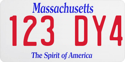 MA license plate 123DY4