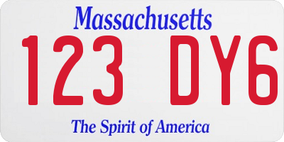 MA license plate 123DY6