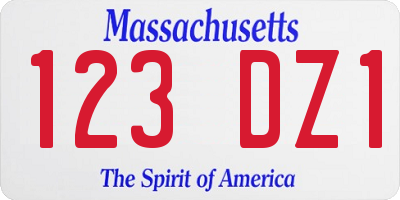 MA license plate 123DZ1