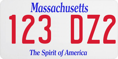 MA license plate 123DZ2