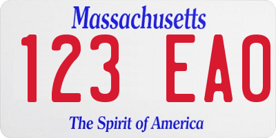 MA license plate 123EA0