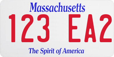 MA license plate 123EA2