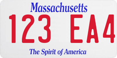 MA license plate 123EA4