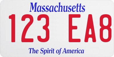 MA license plate 123EA8