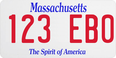 MA license plate 123EB0