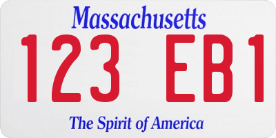 MA license plate 123EB1