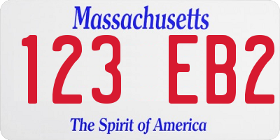 MA license plate 123EB2