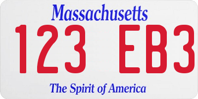 MA license plate 123EB3