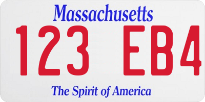 MA license plate 123EB4