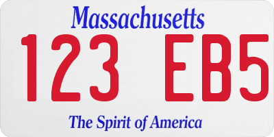 MA license plate 123EB5
