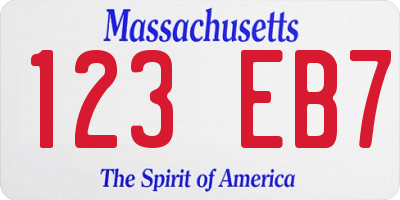 MA license plate 123EB7