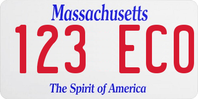 MA license plate 123EC0