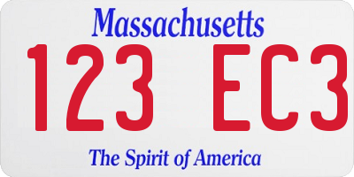 MA license plate 123EC3