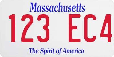 MA license plate 123EC4