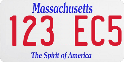 MA license plate 123EC5