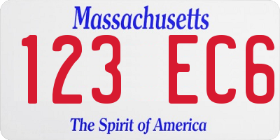 MA license plate 123EC6