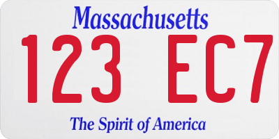 MA license plate 123EC7