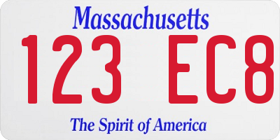 MA license plate 123EC8