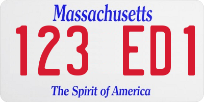 MA license plate 123ED1