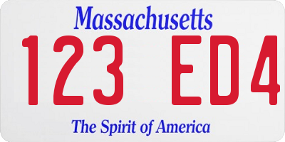 MA license plate 123ED4
