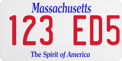 MA license plate 123ED5