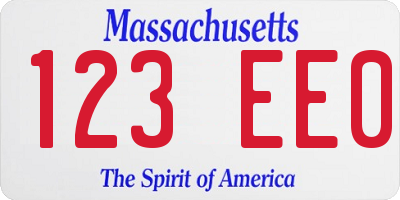 MA license plate 123EE0